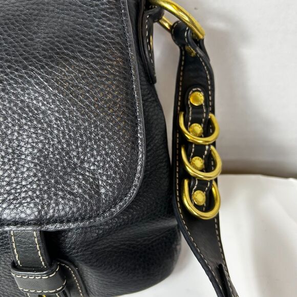 Vintage Ghurka Black Pebble Calfskin Luxury Leather Flap Shoulder Crossbody Bag - Picture 4 of 16